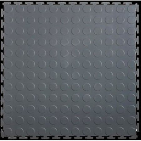 LOCK-TILE Lock-TileÂ PVC Floor Tiles, , 19.5x19.5", Coin, Gray LK002D